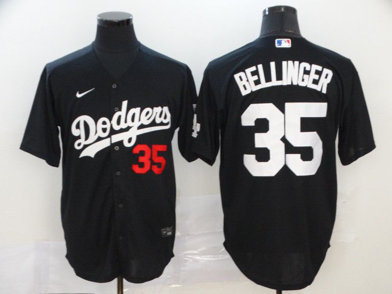 Men Los Angeles Dodgers #35 Bellinger Black Game Nike MLB Jerseys